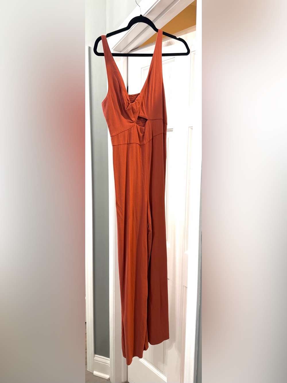 Abercrombie & Fitch rust-brown sleeveless wide-leg jumpsuit